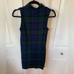 Plaid/Tartan Print Mockneck Dress